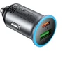 Automobilinis įkroviklis Acefast B15 65W USB-C/USB-A pilkas