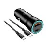 BlueStar Įkroviklis automobilinis Blue Star (1xUSB-C; QC 3.0; 30W) + laidas "USB-C(Type-C) to USB-C(Type-C)" juodas