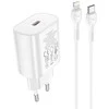 Įkroviklis Hoco N22 25W USB-C + USB-C to Lightning cable 1.0m baltas