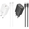 Įkroviklis Hoco N60 20W GaN USB-C + USB-C to USB-C cable 1.0m juodas
