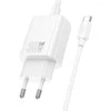 Įkroviklis Hoco N63 30W GaN USB-C/USB-A + USB-C to USB-C cable 1.0m baltas