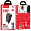 Įkroviklis Hoco N63 30W GaN USB-C/USB-A + USB-C to USB-C cable 1.0m juodas