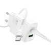 Įkroviklis Hoco N71 30W GaN USB-C/USB-A + USB-C to USB-C cable 1.0m baltas