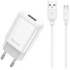 Įkroviklis Jellico EU01 2.4A USB-A + USB-A į MicroUSB laidas 1.0m baltas