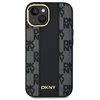 Apple iPhone 13 / 14 / 15 DKNY Hardcase Leather Checkered Mono Pattern MagSafe (DKHMP14SPCPVSLK) dėklas telefonui juodos spalvos