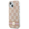 Apple iPhone 13 / 14 / 15 DKNY dėklas IML Checkered Mono Pattern &amp; Printed Stripes MagSafe (DKHMP15SHCPTSP) rožinės spalvos