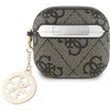 Guess 4G Script PC/PU Charm dėklas skirtas AirPods 4 rudos spalvos