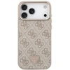 Guess PU Leather 4G Triangle Logo Gold Frame MagSafe dėklas skirtas Apple iPhone 17 Pro Max rožinės spalvos