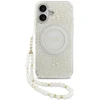 Guess IML Flowers Allover virvelė MagSafe dėklas skirtas Apple iPhone 17 baltos spalvos