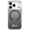GUESS dėklas, skirtas IPHONE 17 Pro, suderinamas su MagSafe GUHMP17L5HTGMCSK (IML Gradient Script Metal) juodas