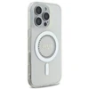 Guess IML Rhinestones Ring MagSafe Apple iPhone 16 Pro dėklas telefonui baltos spalvos