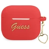 Apple AirPods 3 Guess silikoninis Charm Heart Collection (GUA3LSCHSR) ausinių dėklas raudonos spalvos