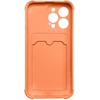 Hurtel iPhone 13 Pro Max dėklas su kortelių skyriumi – oranžinis