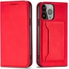 Hurtel Magnet Card Case dėklas iPhone 13 Pro – raudonas
