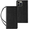 Hurtel Magnet Strap dėklas telefonui Apple iPhone 14 Pro Flip Wallet Mini Lanyard Stand juodos spalvos