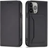 Hurtel Magnet Card dėklas telefonui Apple iPhone 13 Pro Pouch Card Wallet Card Holder juodos spalvos