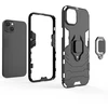 Hurtel Ring Armor dėklas iPhone 14 šarvuoto dangtelio magnetinis laikiklis žiedas juodas