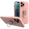 Hurtel Ring Case silikoninis dėklas iPhone 12 Pro – rožinis, su žiedu