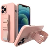 Hurtel Silikoninis dėklas su virvele iPhone 12 Pro – rožinis