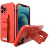 Hurtel Silikoninis dėklas su virvele iPhone 12 mini – raudonas