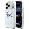 „Karl Lagerfeld“ skysto blizgučio „Karl Script“ logotipo „MagSafe“ dėklas, skirtas „iPhone 17 Pro“ – skaidrus