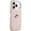 Karl Lagerfeld IML Glitter Karl & Choupette Heads Logo MagSafe dėklas Apple iPhone 17 Pro rožinės spalvos