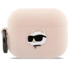 Karl Lagerfeld 3D Logo NFT Choupette Head Silicone dėklas skirtas AirPods Pro 3 Rožinė