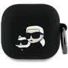 Dėklas Karl Lagerfeld KLA4RUNKCHK AirPods 4 cover juodos spalvos silikoninis Karl&amp;Chaupette Head 3D