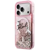 Dėklas Karl Lagerfeld Liquid Glitter Karl Script Logo MagSafe Case for iPhone 17 Pro - Rožinė