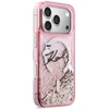 Dėklas Karl Lagerfeld Liquid Glitter Karl Script Logo MagSafe Case for iPhone 17 Pro - Rožinė