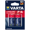 2x R-14 R14 C 1,5 V šarminės „Varta Longlife Max Power“ baterijos