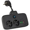 Blow PS-310U skirstytuvas 3 lizdai 3xUSB 0.1m juodas 2x1mm ilgintuvas