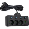 Blow PS-310 skirstytuvas, 3 lizdai + 2xUSB + 2xUSB-C, 3 m juodas, 3x1 mm prailginimo laidas