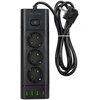 Blow PS-350T 3 lizdų maitinimo prailginimo kabelis 3xUSB+USB-PD 1.5m juodas 3x1mm