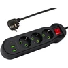 Blow PS-340 3 lizdų maitinimo prailginimo kabelis 2xUSB+USB-C 5m juodas 3x1mm