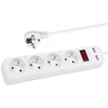Blow PR-470WSP/USB tinklo prailginimo kabelis 4 lizdai+USB su įžeminimu+jungiklis 1.5m BALTA 3x1.5mm