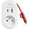 Orno Adapteris su USB įkrovikliu ir įkrovimo laidu (C tipo + „Lightning“), 1x2P+Z, 2xUSB (A+C tipo), maks. 3,4 A
