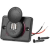 Kvadratinis atsparus vandeniui telefono įkroviklis su raudonu LED apšvietimu, 2xUSB 12/24V AMIO-04230
