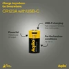 „Aqiila“ – įkraunamos USB-C baterijos – CR123A dydis – 750 mAh – 2 vnt. pakuotėje