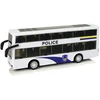 Lean Toys Baltas dviejų aukštų policijos autobusas su šviesos ir garso efektais