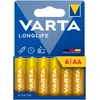 Bateria VARTA LR06 LONGLIFE šarminės baterijos, 6 vnt./bl.
