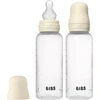 Bibs SEILINTUKAI - 2 apvalūs silikoniniai kūdikių buteliukai, vidutinio srauto - dramblio kaulo spalvos - 270 ml