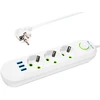 Blow PS-330 3 lizdų 3xUSB tinklo ilgintuvas 3m baltas 2x1mm
