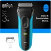 „Braun“ 3+ serijos elektrinis skustuvas, precizinis kirptuvas, drėgnam ir sausam skutimui, 3040S – mėlynas