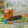 Lean Toys Žaislinis šiukšliavežis su šviesomis ir garsais, oranžinis