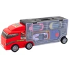 Lean Toys Sunkvežimis su garažu, paleidėju ir trimis automobiliais