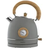 Czajnik, Virdulys, Elektrinis virdulys su termometru, nerūdijančio plieno, pilkas su mediena, 1,8 l, 1850–2200 W, klausberg, KB-9009