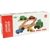 Lean Toys Medinis žalias vilkikas su žaisliniais automobiliais