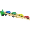 Lean Toys Medinis žalias vilkikas su žaisliniais automobiliais
