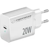 EZC104W Esperanza 20W USB-C PD sieninis įkroviklis, baltas